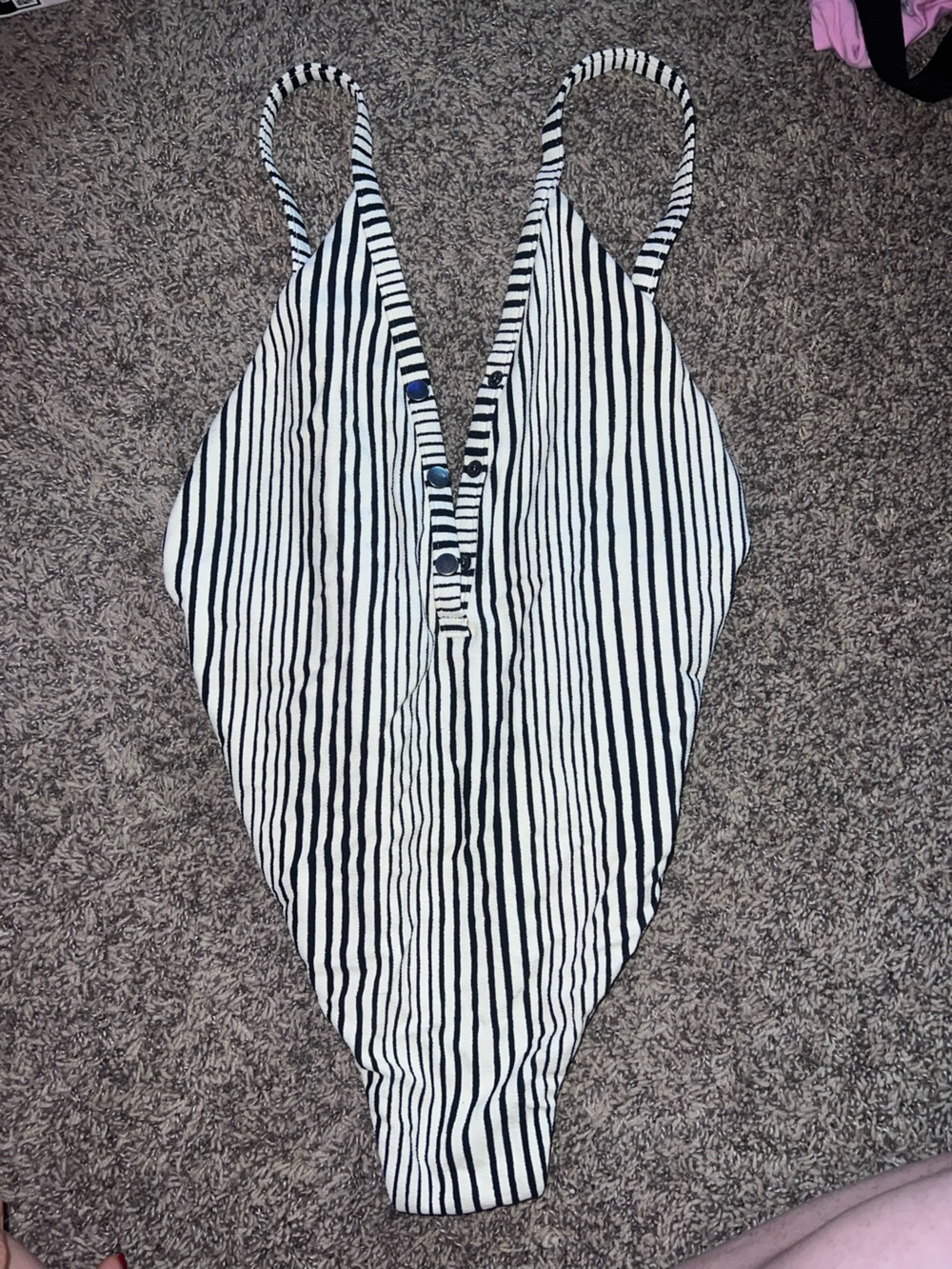 Billabong Black and White Striped One-Piece Swimsuit